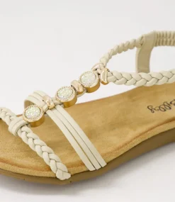 Women I LOVE BILLY Flats|Sandals-Franki Almond Multi Sandals