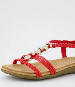 Women I LOVE BILLY Flats|Sandals-Franki Red Sandals