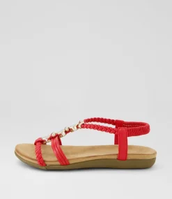 Women I LOVE BILLY Flats|Sandals-Franki Red Sandals