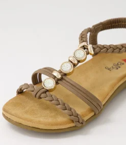 Women I LOVE BILLY Flats|Sandals-Franki Taupe Multi Sandals