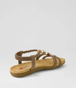 Women I LOVE BILLY Flats|Sandals-Franki Taupe Multi Sandals