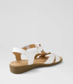Women SUPERSOFT Flats|Comfort-Frankie 2 White Metallic Trim Leather Sandals