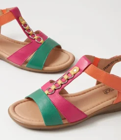 Women SUPERSOFT Comfort|Flats-Frankie2 Bright Multi Leather Sandals
