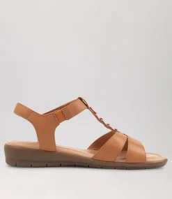 Women SUPERSOFT Comfort|Flats-Frankie2 Dark Tan Leather Sandals