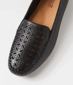 Women SUPERSOFT Comfort|Flats-Frayi Black Leather Flat Shoes