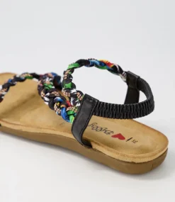 Women I LOVE BILLY Flats|Sandals-Frazel Black Multi Sandals