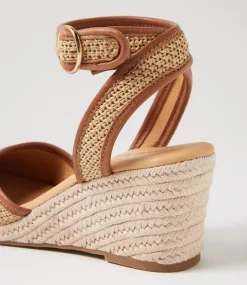 Women DIANA FERRARI Heels-Fremontt Natural Tan Woven Leather Heels