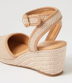 Women DIANA FERRARI Heels-Fremontt Stone Camel Woven Leather Heels