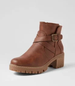Women I LOVE BILLY Boots-Fringle Cognac Ankle Boots