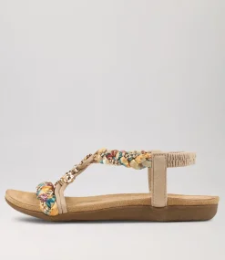 Women I LOVE BILLY Flats|Sandals-Frose Beige Multi Sandals