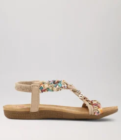 Women I LOVE BILLY Flats|Sandals-Frose Beige Multi Sandals