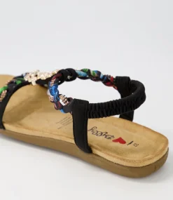 Women I LOVE BILLY Flats|Sandals-Frose Black Multi Sandals