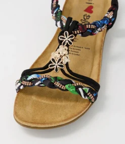 Women I LOVE BILLY Flats|Sandals-Frose Black Multi Sandals