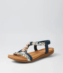 Women I LOVE BILLY Flats|Sandals-Frose Navy Multi Sandals