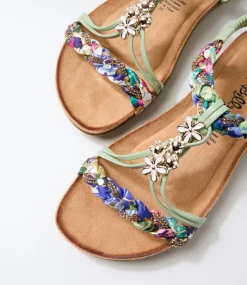 Women I LOVE BILLY Flats|Sandals-Frose Sage Fabric Sandals