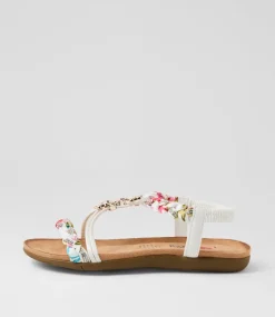 Women I LOVE BILLY Flats|Sandals-Frose White Fabric Sandals