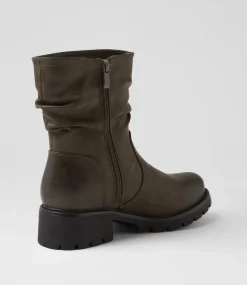 Women I LOVE BILLY Boots-Fujol Olive Ankle Boots