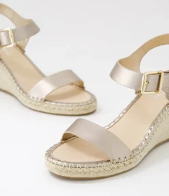 Women TOP END Espadrilles|Wedges-Gabigale Champagne Leather Sandals