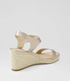 Women TOP END Espadrilles|Wedges-Gabigale Champagne Leather Sandals