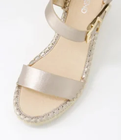 Women TOP END Espadrilles|Wedges-Gabigale Champagne Leather Sandals