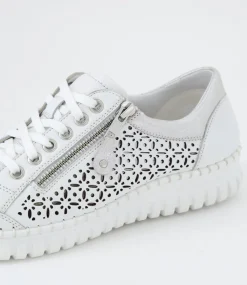 Women SUPERSOFT Comfort|Sneakers-Gabrina White Silver Leather Suede Sneakers