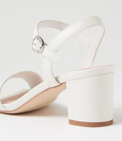 Women DIANA FERRARI Heels|Sandals-Gaila White Leather Sandals
