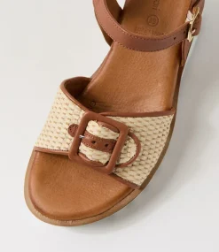 Women DIANA FERRARI Wedges|Heels-Gally Natural Tan Leather Sandals