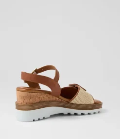 Women DIANA FERRARI Wedges|Heels-Gally Natural Tan Leather Sandals