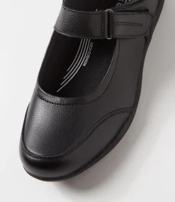 Women COLORADO Comfort|Mary Janes-Garish Black Leather Flat Shoes