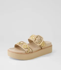 Women TOP END Slides|Sandals-Gawler Camel Leather Suede Slides