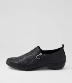 Women SUPERSOFT Comfort|Flats-Geenie Black Leather Flat Shoes