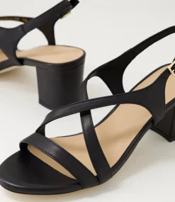 Women DIANA FERRARI Heels|Sandals-Geness Black Leather Sandals