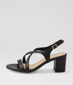 Women DIANA FERRARI Heels|Sandals-Geness Black Leather Sandals