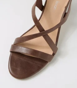 Women DIANA FERRARI Heels|Sandals-Geness Dark Brown Leather Sandals