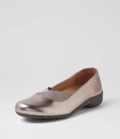Women SUPERSOFT Comfort|Flats-Genuis Pewter Leather Flat Shoes