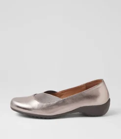 Women SUPERSOFT Comfort|Flats-Genuis Pewter Leather Flat Shoes