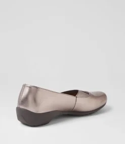 Women SUPERSOFT Comfort|Flats-Genuis Pewter Leather Flat Shoes