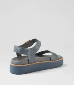 Women TOP END Sandals-Gevela Washed Denim Leather Sandals