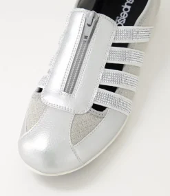 Women SUPERSOFT Comfort|Sneakers-Gibi Silver Jewels Mesh Elastic Sneakers