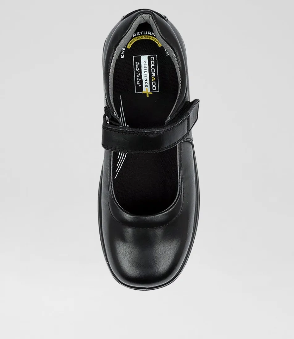 COLORADO Junior School Shoes-GIGI JNR E BLACK LEATHER