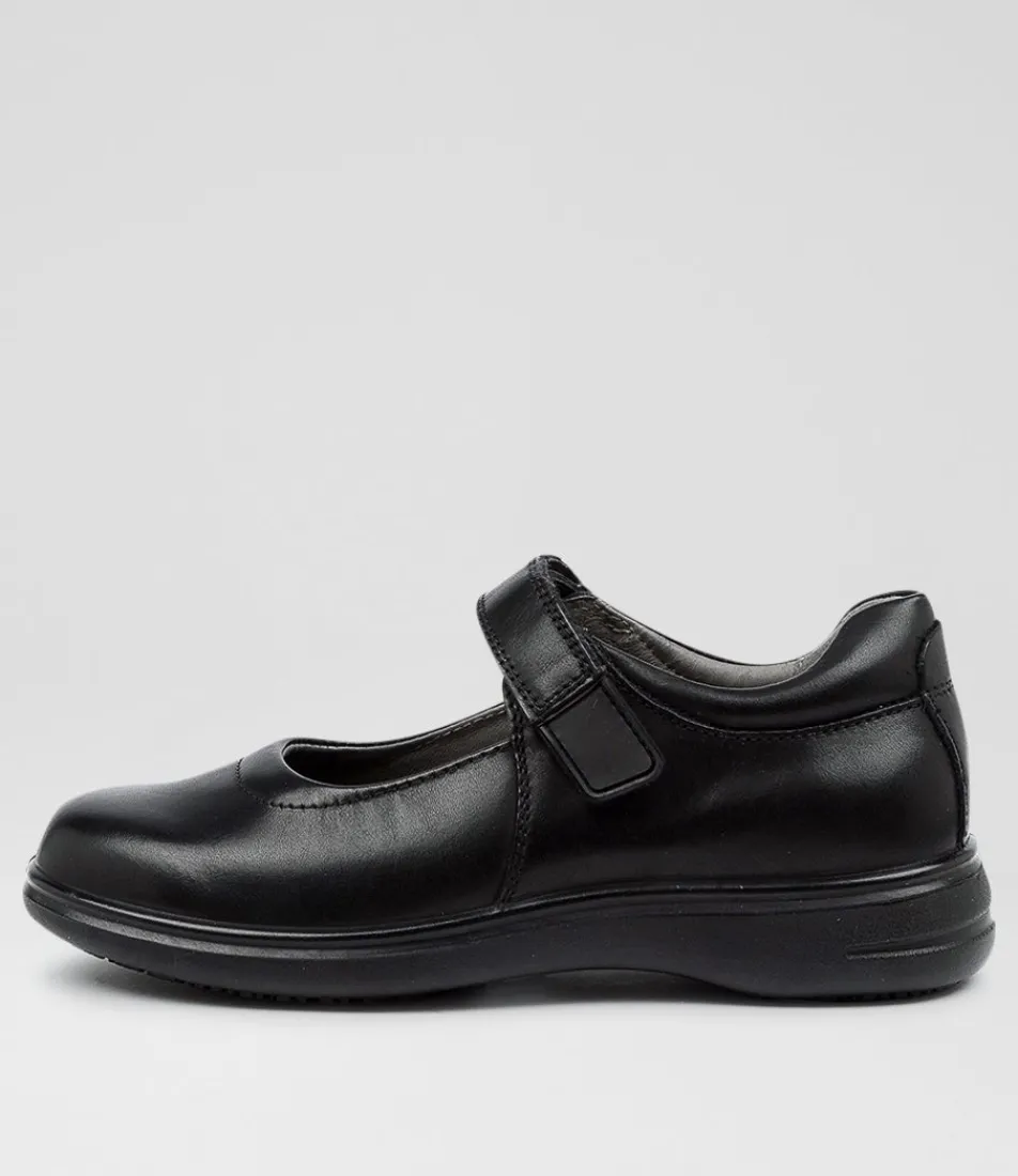 COLORADO Junior School Shoes-GIGI JNR E BLACK LEATHER