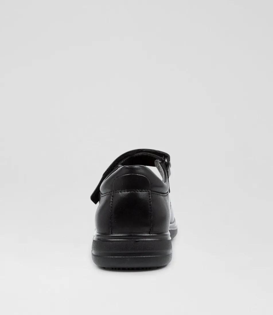 COLORADO Junior School Shoes-GIGI JNR E BLACK LEATHER