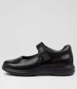 COLORADO Junior School Shoes-GIGI JNR E BLACK LEATHER