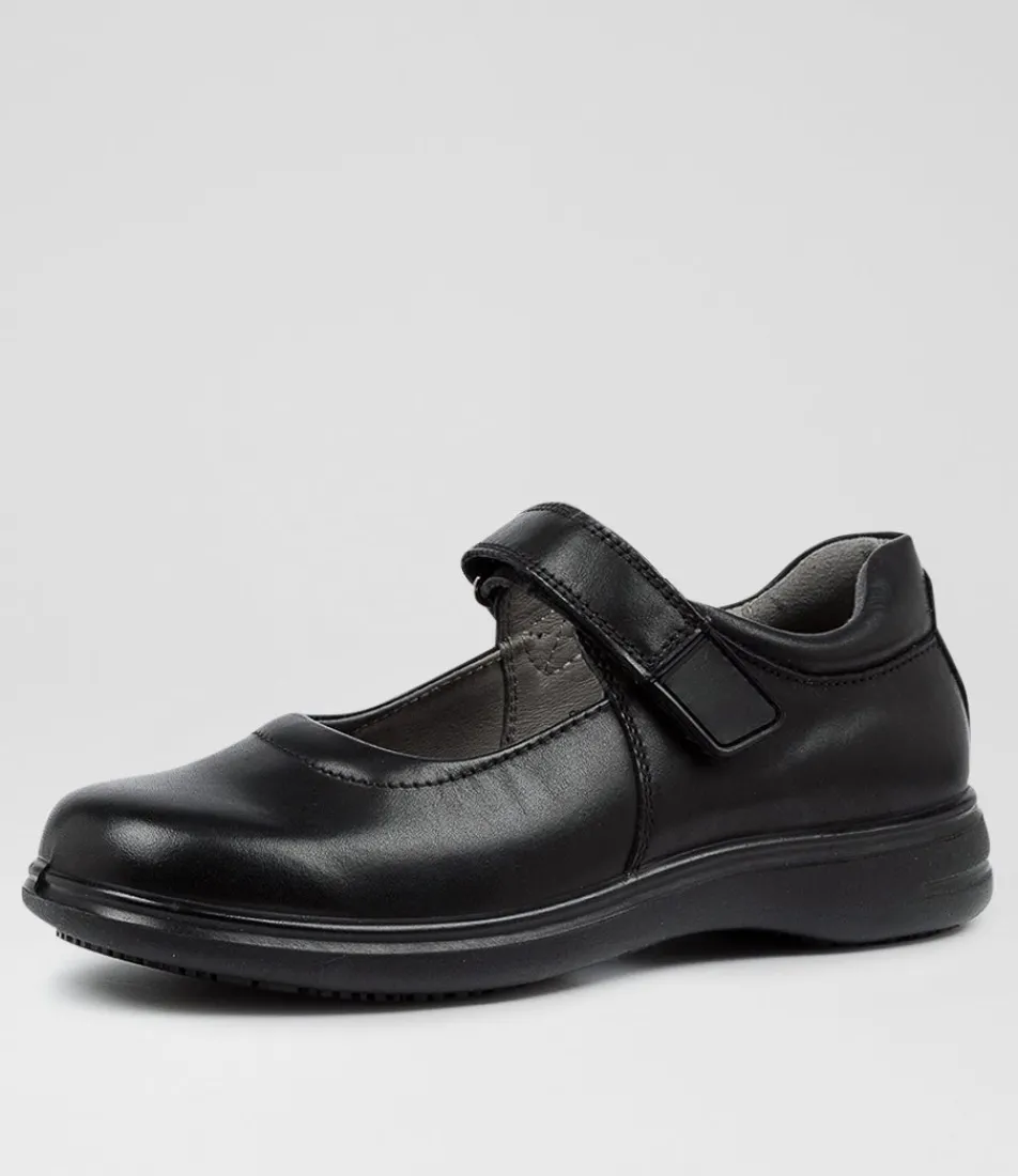 COLORADO Junior School Shoes-GIGI JNR E BLACK LEATHER