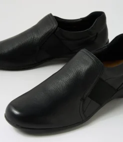Women SUPERSOFT Flats|Comfort-Ginta Black Leather Flat Shoes