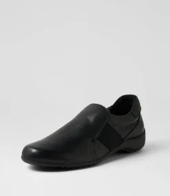 Women SUPERSOFT Flats|Comfort-Ginta Black Leather Flat Shoes