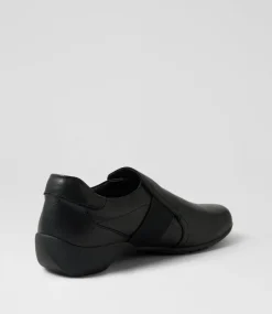 Women SUPERSOFT Flats|Comfort-Ginta Black Leather Flat Shoes
