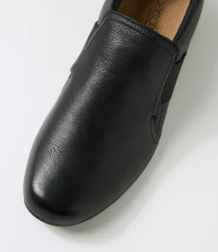 Women SUPERSOFT Flats|Comfort-Ginta Black Leather Flat Shoes