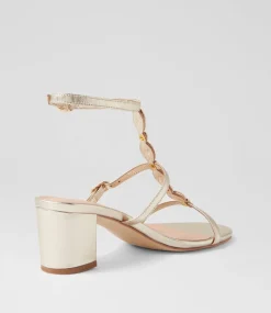 Women DIANA FERRARI Heels|Sandals-Glimery Gold Leather Sandals