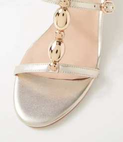 Women DIANA FERRARI Heels|Sandals-Glimery Gold Leather Sandals